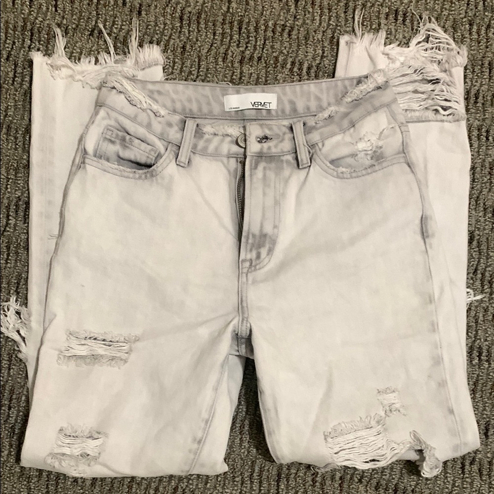 Vervet Light Gray Distressed Cotton Women's Jeans 24